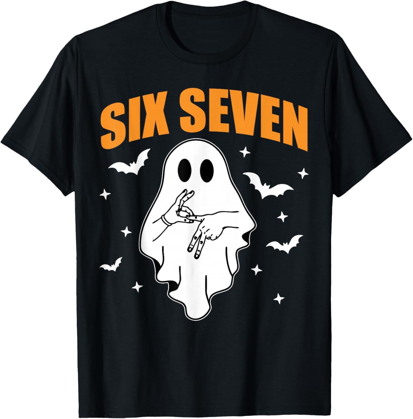 67 Meme Funny Ghost Halloween Haunted 6 7 Six Seven Teen T-Shirt - T-Shirt | Black