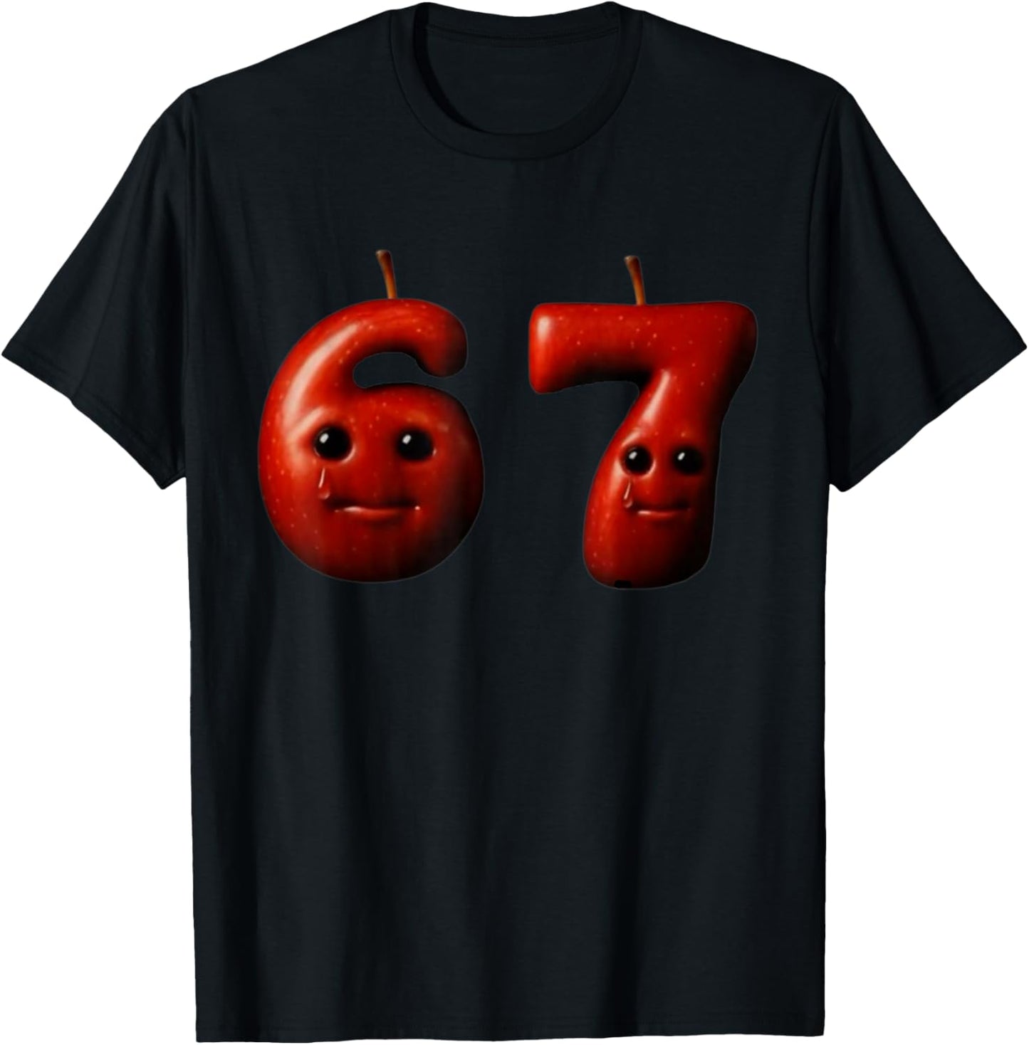 Funny 67 Silly AI Apple gen z Meme BrainRot Humor T-Shirt - T-Shirt | Black
