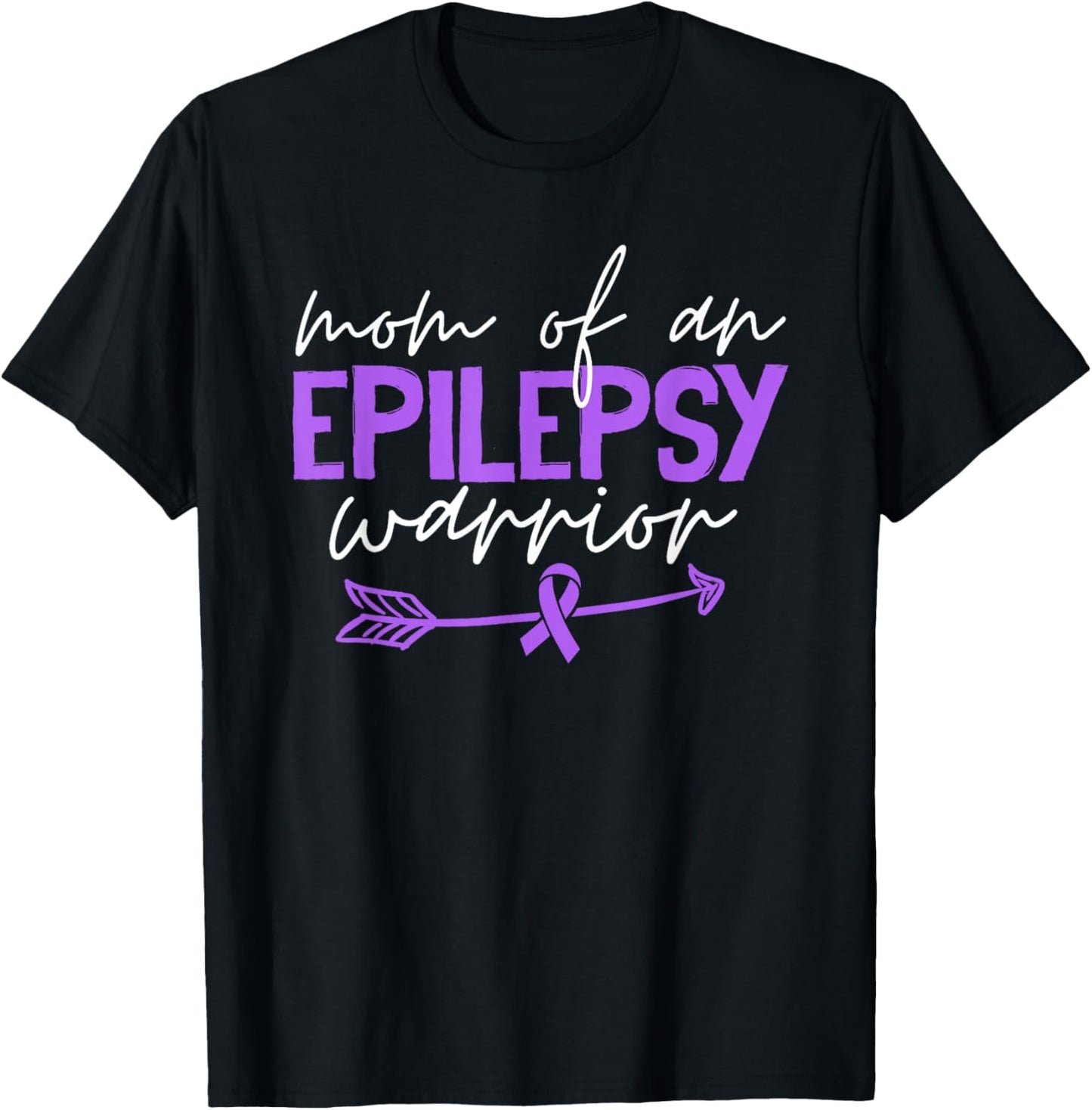Mom of an Epilepsy Warrior Purple Ribbon Epilepsy Awareness T-Shirt - T-Shirt | Black