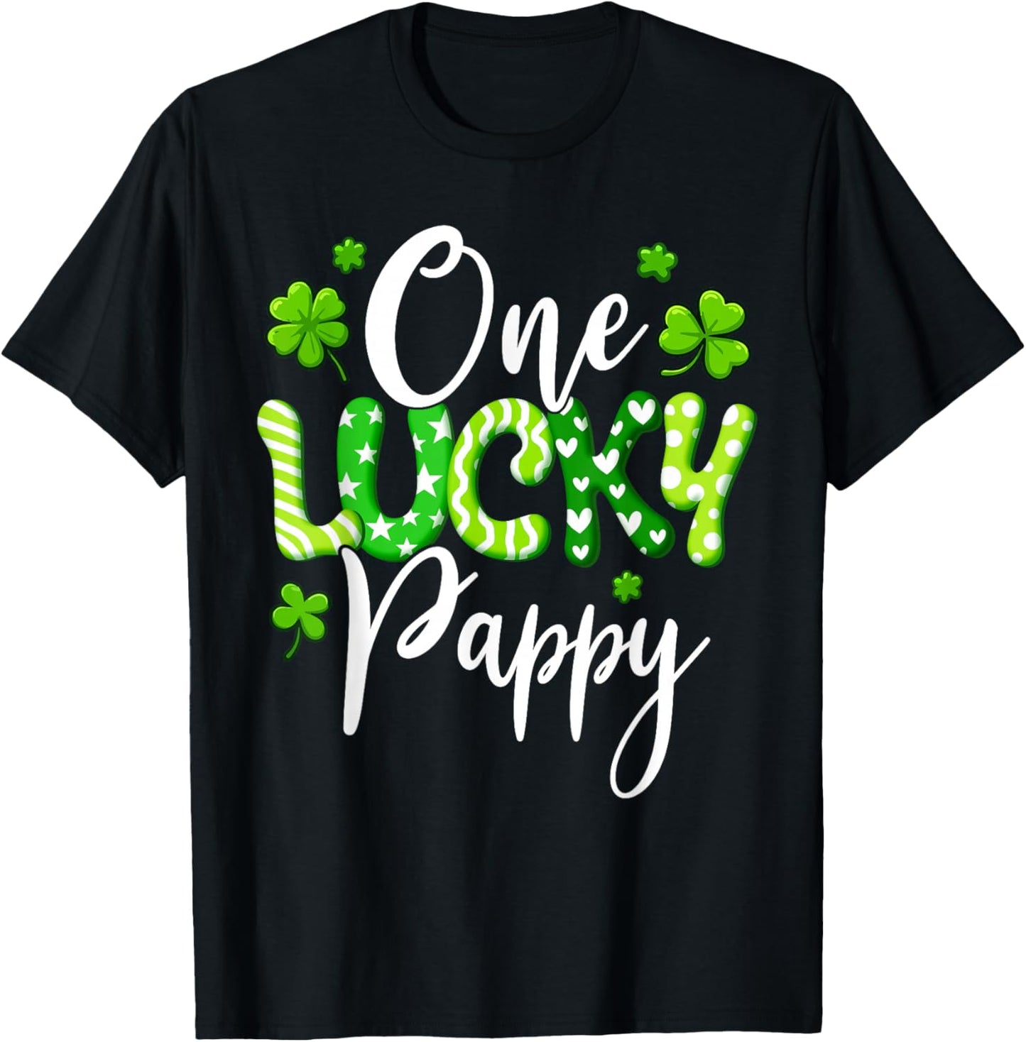 One Lucky Pappy Shamrock Pappy St Patrick's Day T-Shirt - T-Shirt | Black