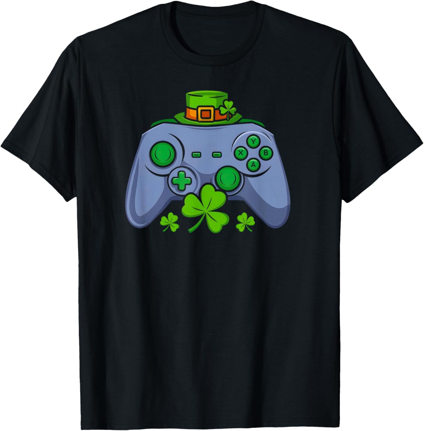 Irish Lucky Shamrock Video Game Controller St Patricks Day T-Shirt - T-Shirt | Black