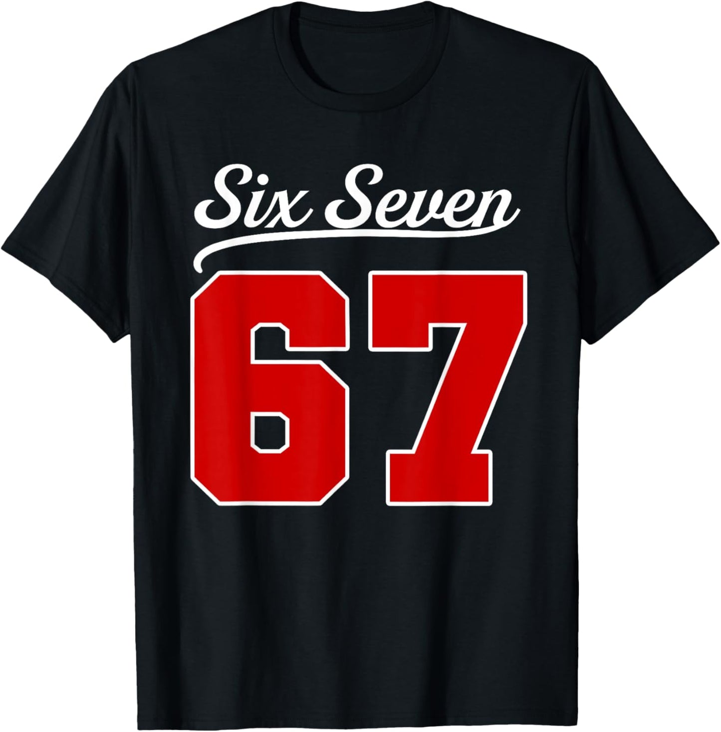 Number 67 Numbered Six Seven Baseball Jersey Style Team 67 T-Shirt - T-Shirt | Black