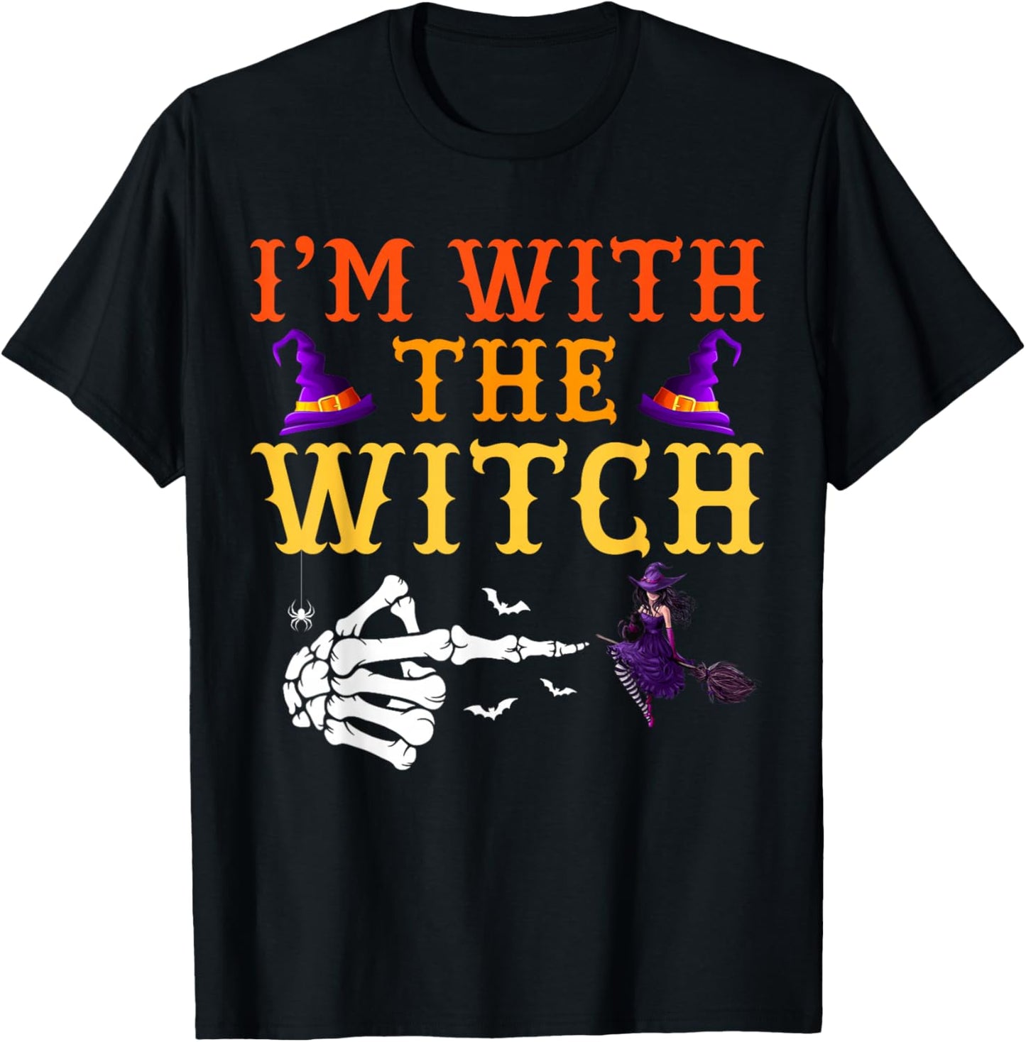 I'm with The Witch Couple Costume Halloween T-Shirt - T-Shirt | Black