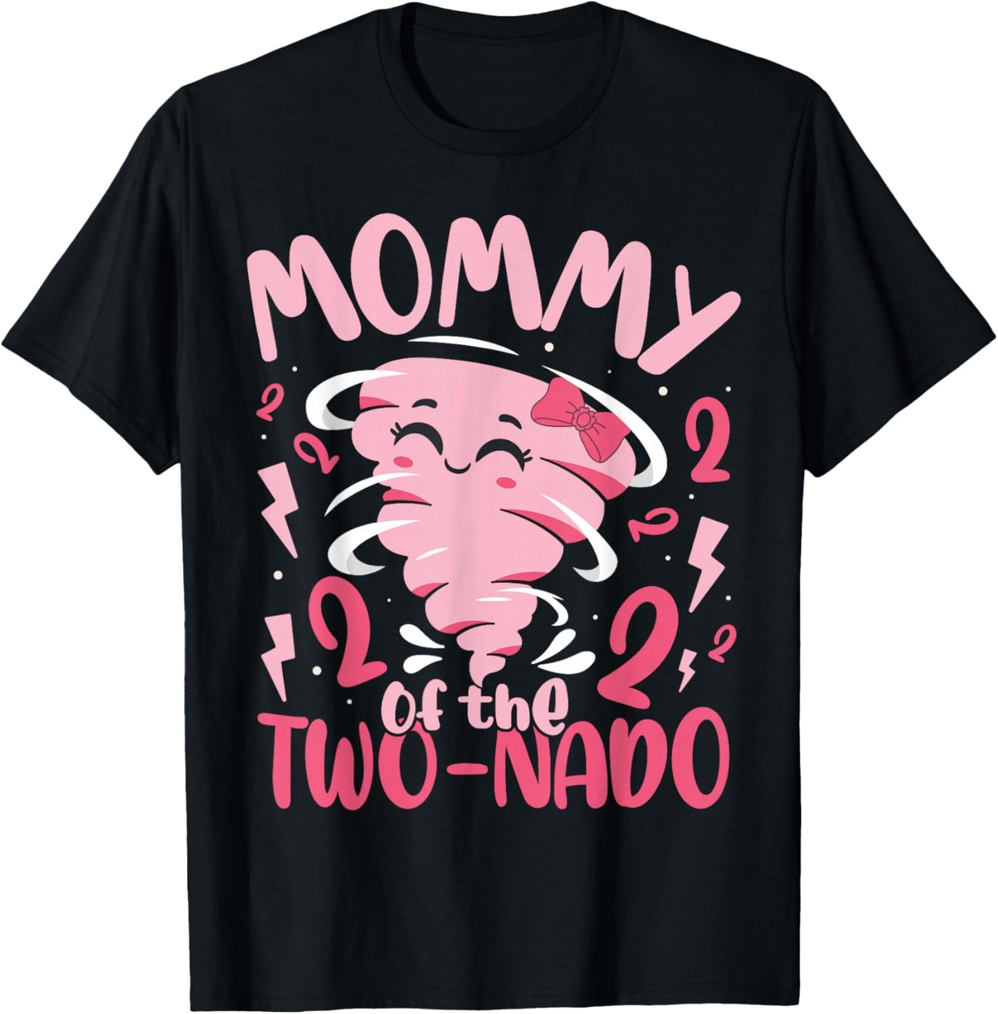 Mommy of The Two-nado Tornado Theme 2nd Birthday Party Kids T-Shirt - T-Shirt | Black