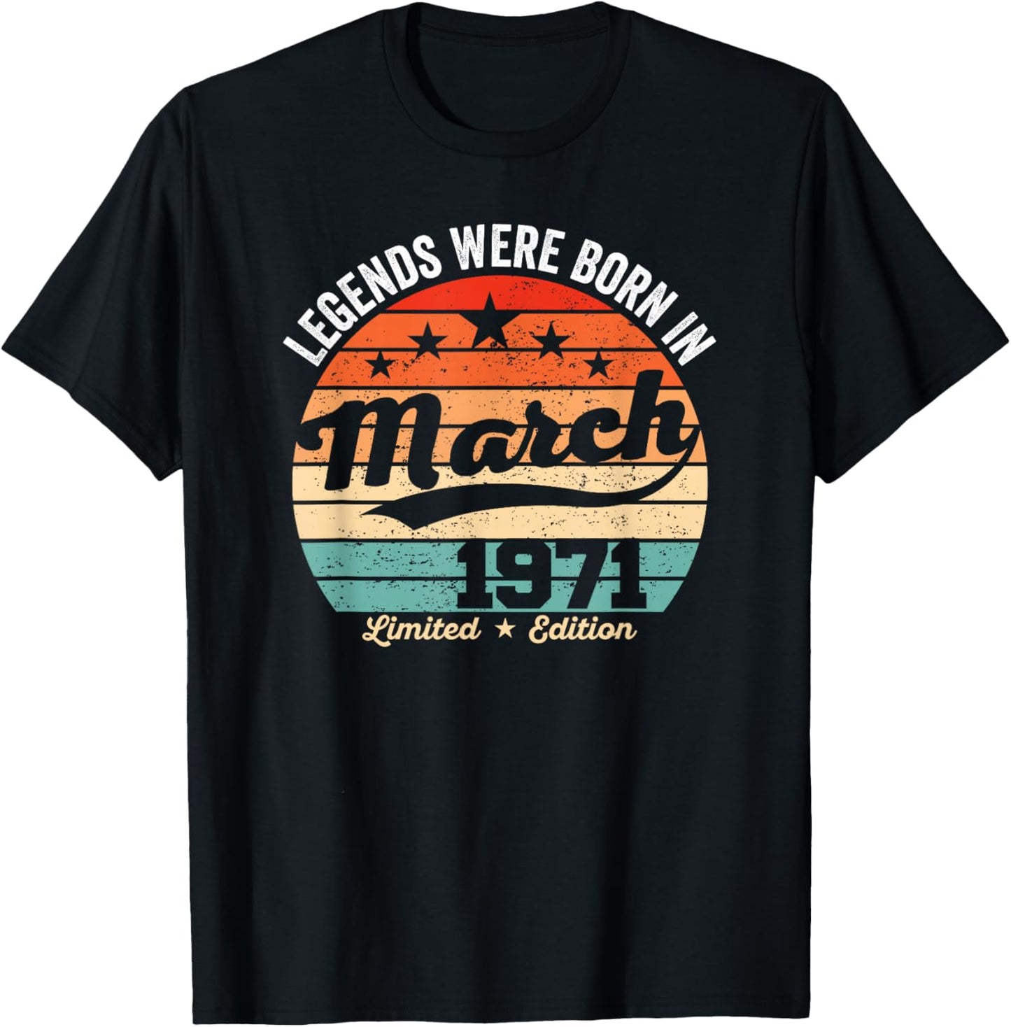 Vintage 55th Birthday Legends were Born in March 1971 T-Shirt - T-Shirt | Black
