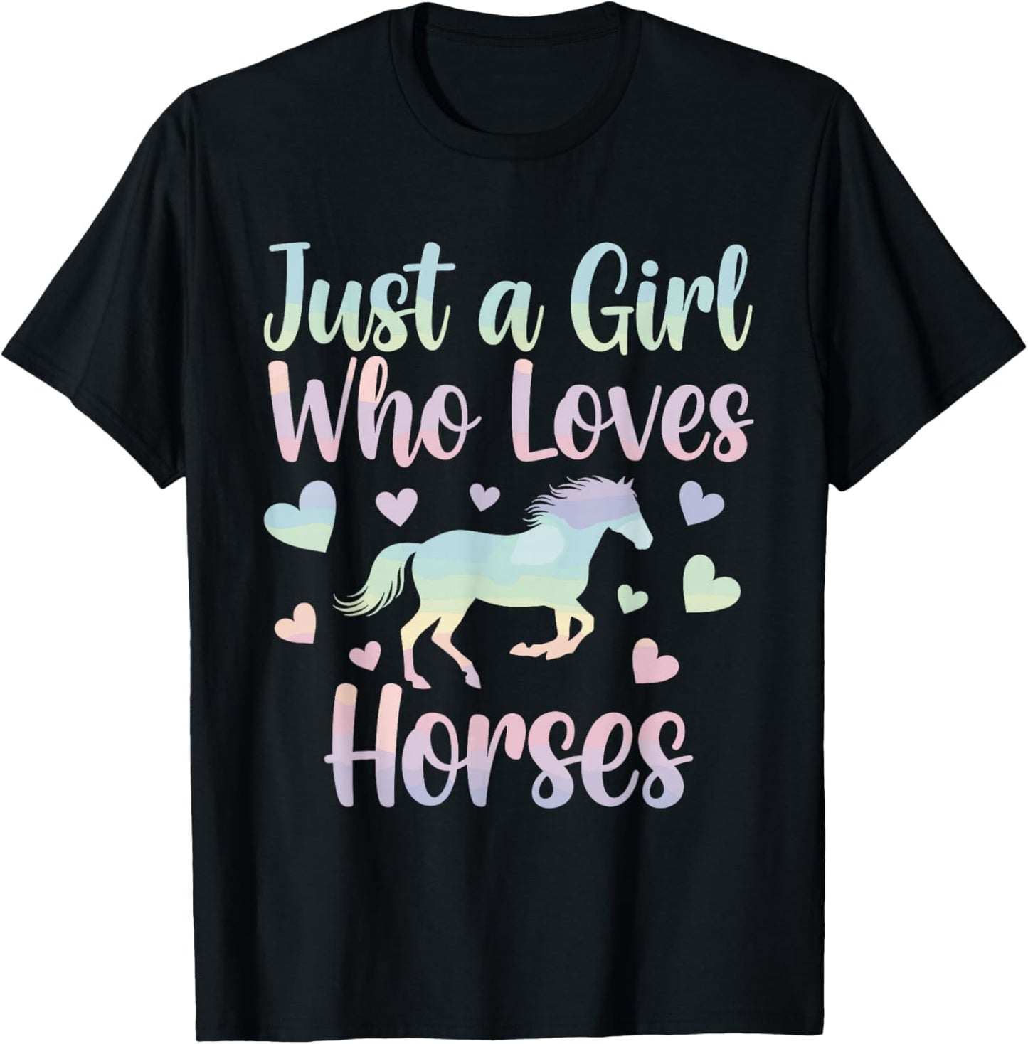 Just A Girl Who Loves Horses Cute Horse Riding Animal T-Shirt - T-Shirt | Black