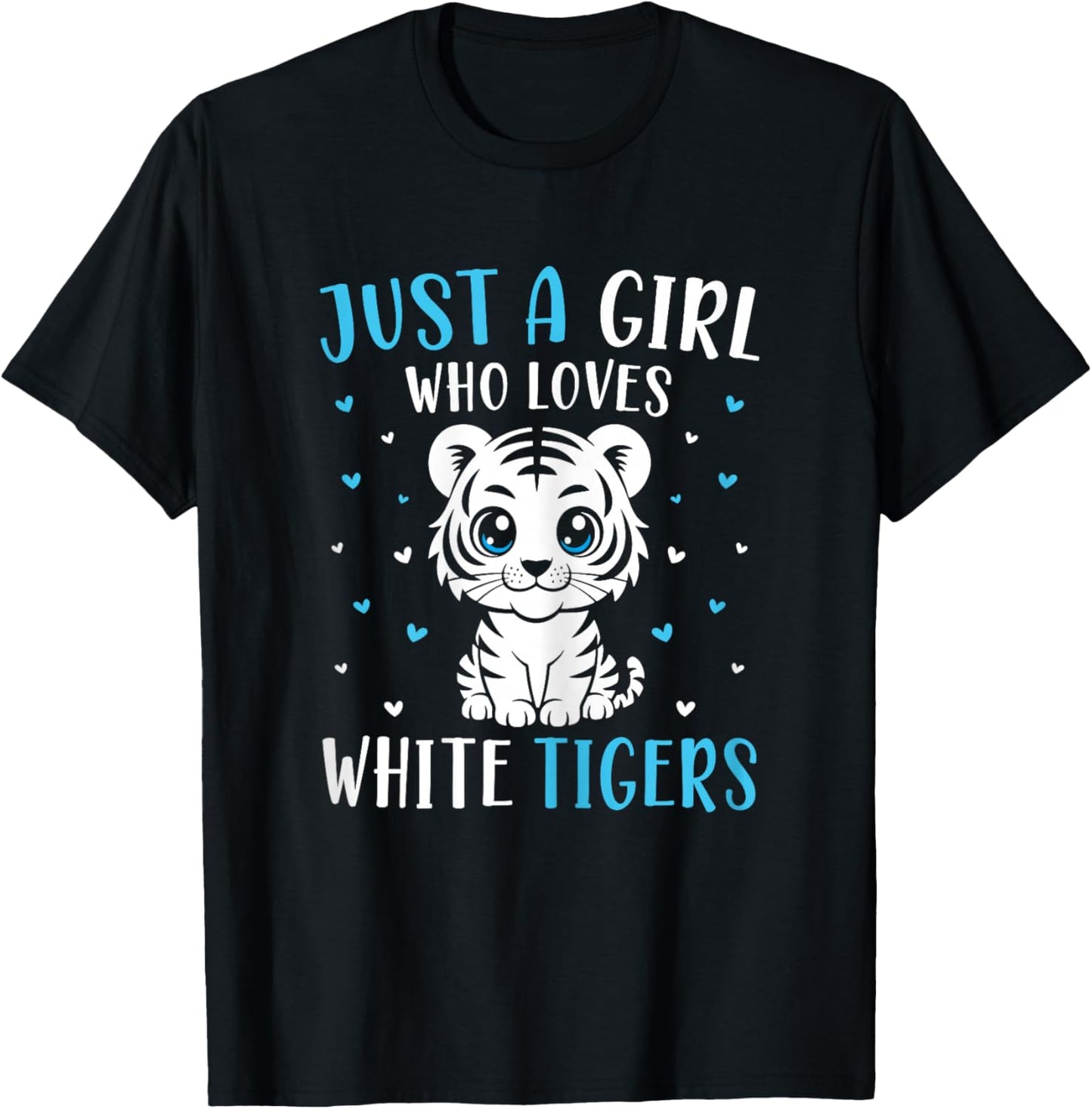 Just A Girl Who Loves White Tigers Cute Tiger Cub T-Shirt - T-Shirt | Black