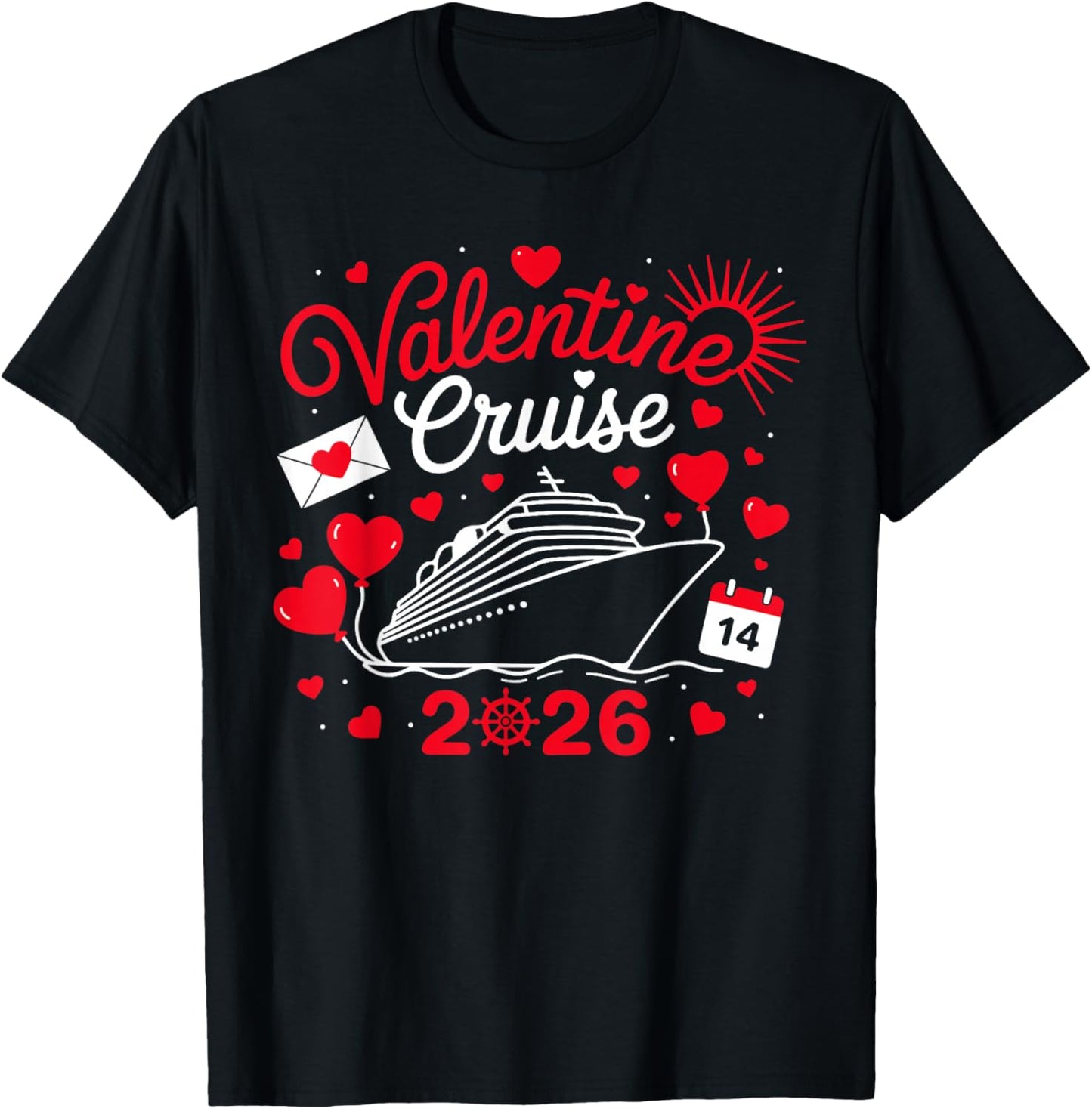 Cute Valentine Cruise 2026 Matching Couple Holiday T-Shirt - T-Shirt | Black