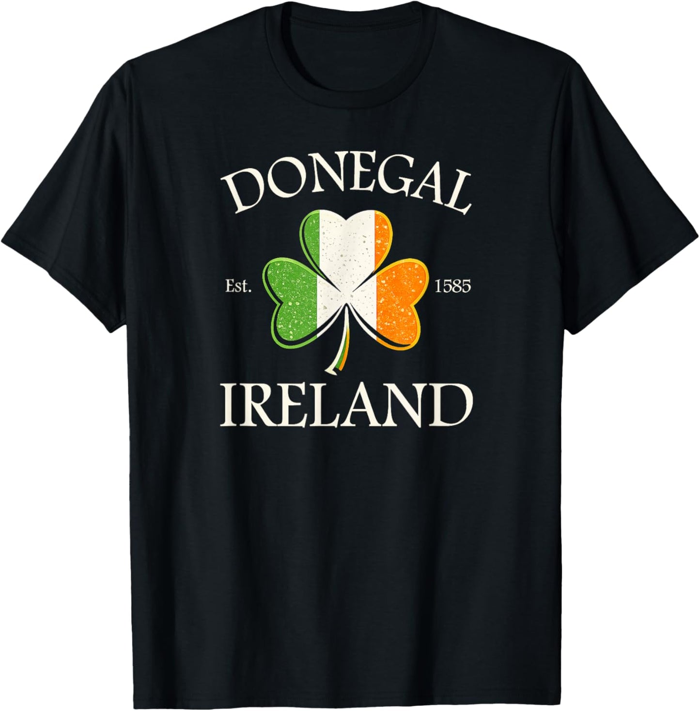 Donegal Ireland Est 1585 Shamrock St. Patrick’s Day T-Shirt - T-Shirt | Black