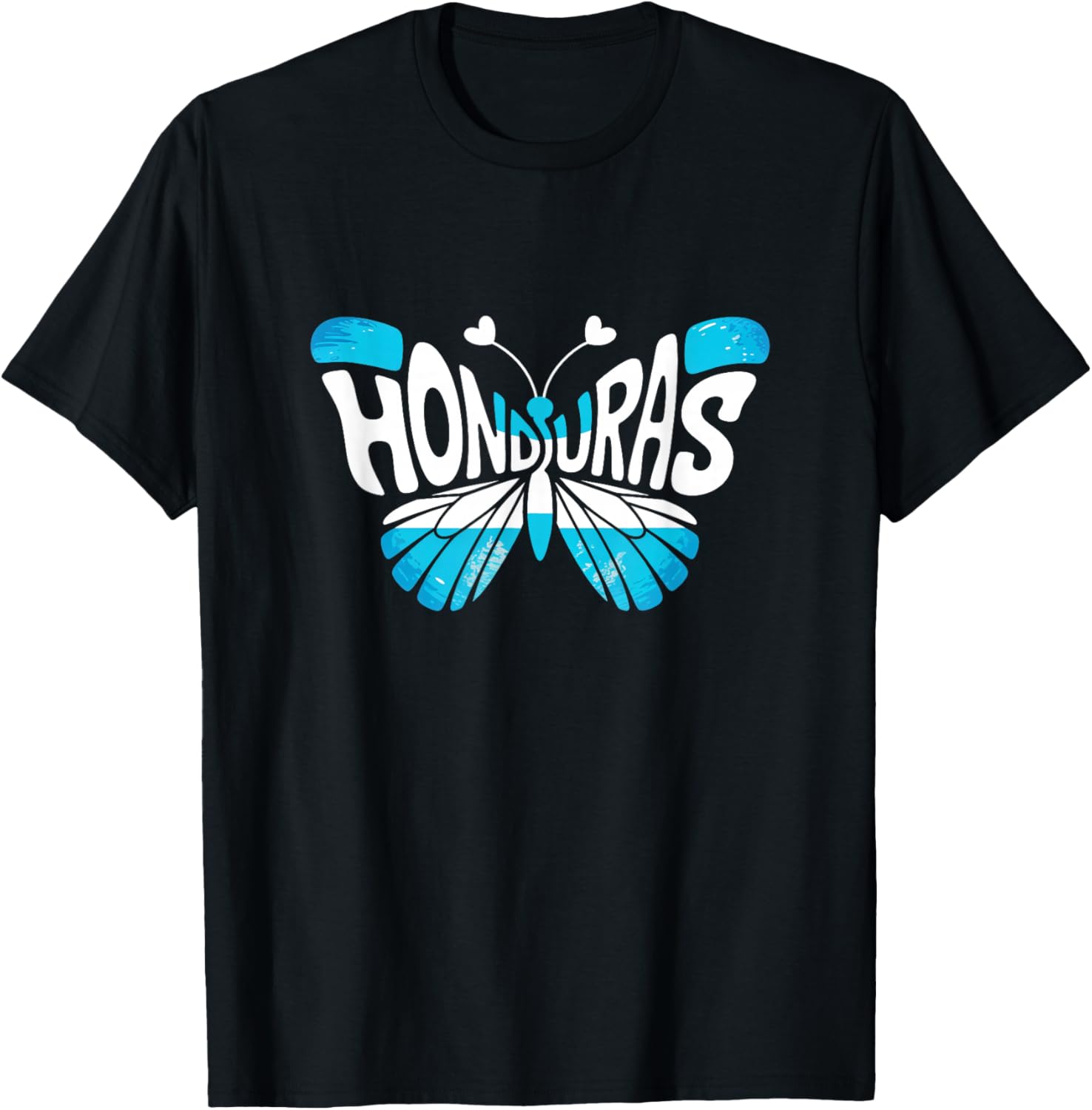 Honduras Butterfly - Honduran Flag Colors Souvenir T-Shirt - T-Shirt | Black