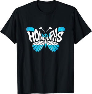 Honduras Butterfly - Honduran Flag Colors Souvenir T-Shirt - T-Shirt | Black