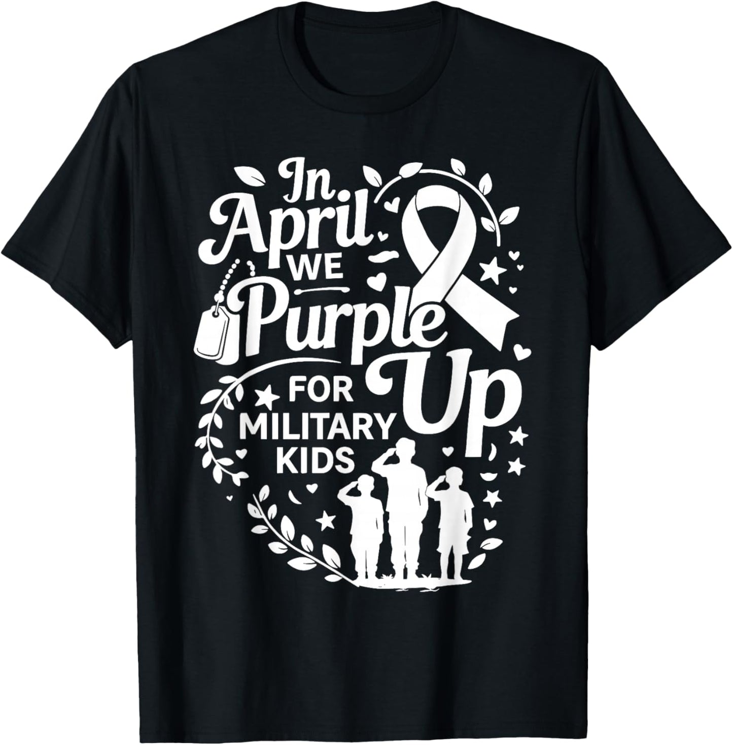 Purple Up Military Kids Month of Military Child T-Shirt - T-Shirt | Black