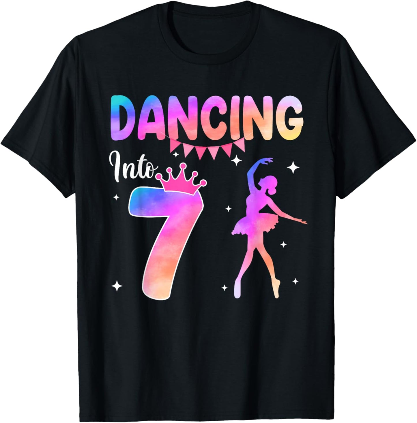 7 Years Old Ballet Dancer 7th Birthday Ballerina Party T-Shirt - T-Shirt | Black