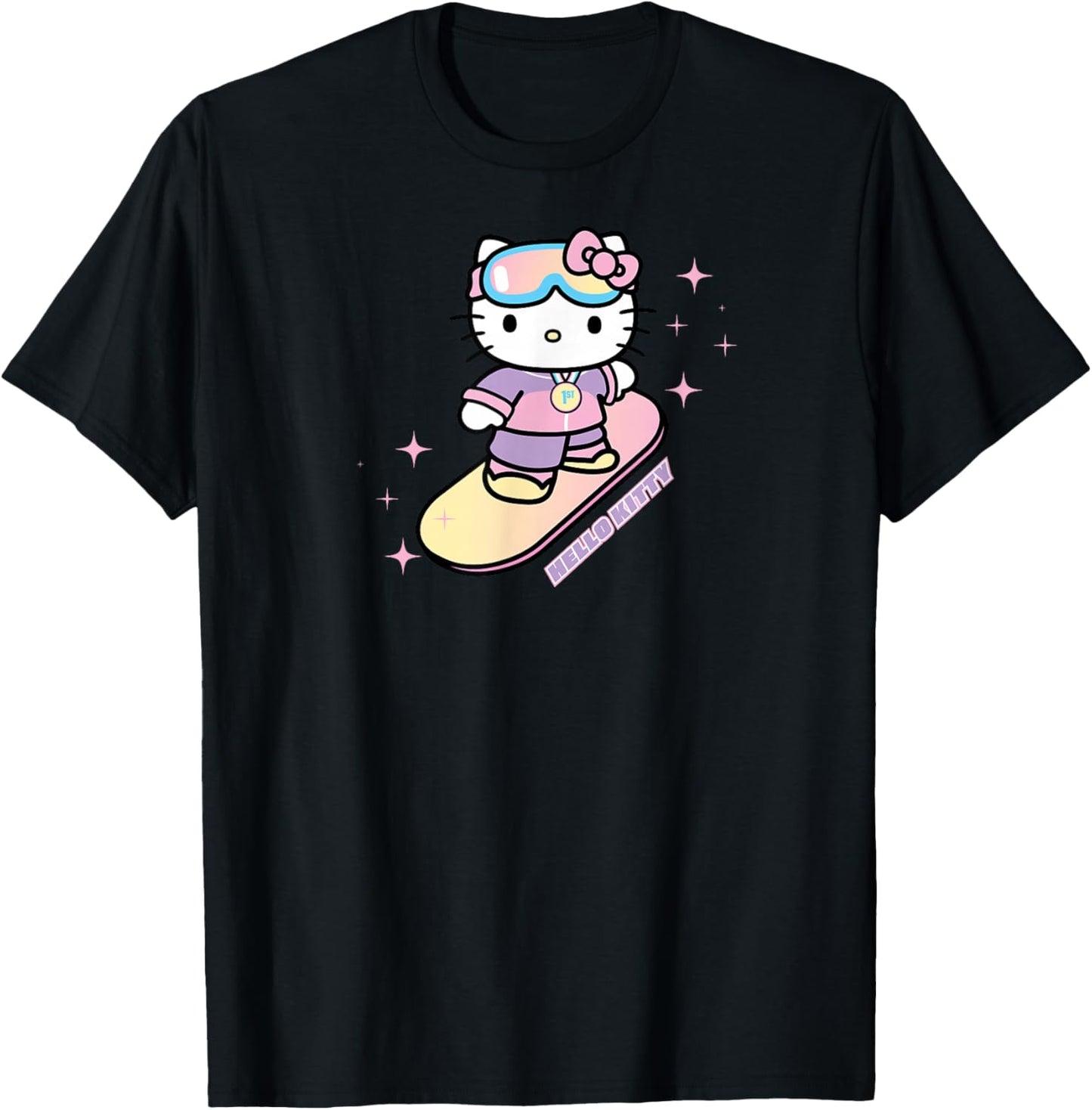 Hello Kitty Winter Sports Snowboarding T-Shirt - T-Shirt | Black