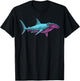 Hammerhead Shark Illustration Colorful Diving Line Art T-Shirt - T-Shirt | Black