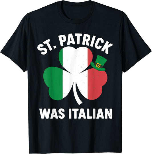 Vintage St Patrick was Italian Shirt Men, St Patricks Day T-Shirt - T-Shirt | Black