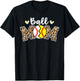 Ball Mom Leopard Funny Baseball Softball Player Mom T-Shirt - T-Shirt | Black