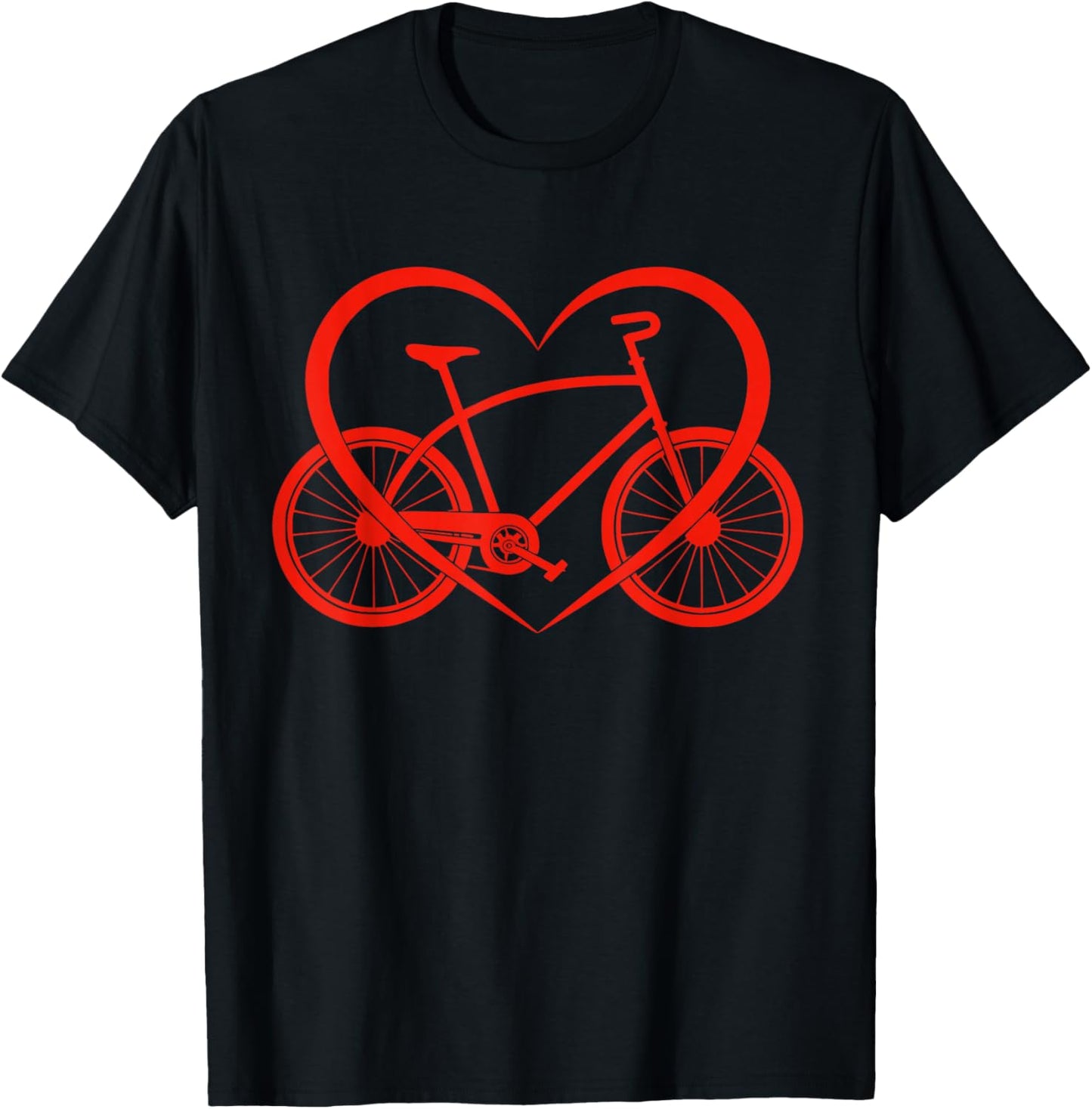 Bike Heart Bicycle Love Cycling Valentine's Day Women Men T-Shirt - T-Shirt | Black