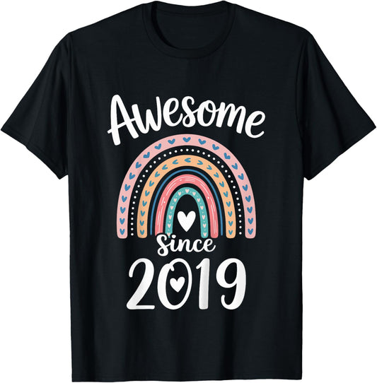 Awesome Since 2019 7th Birthday 7 Years Old T-Shirt - T-Shirt | Black