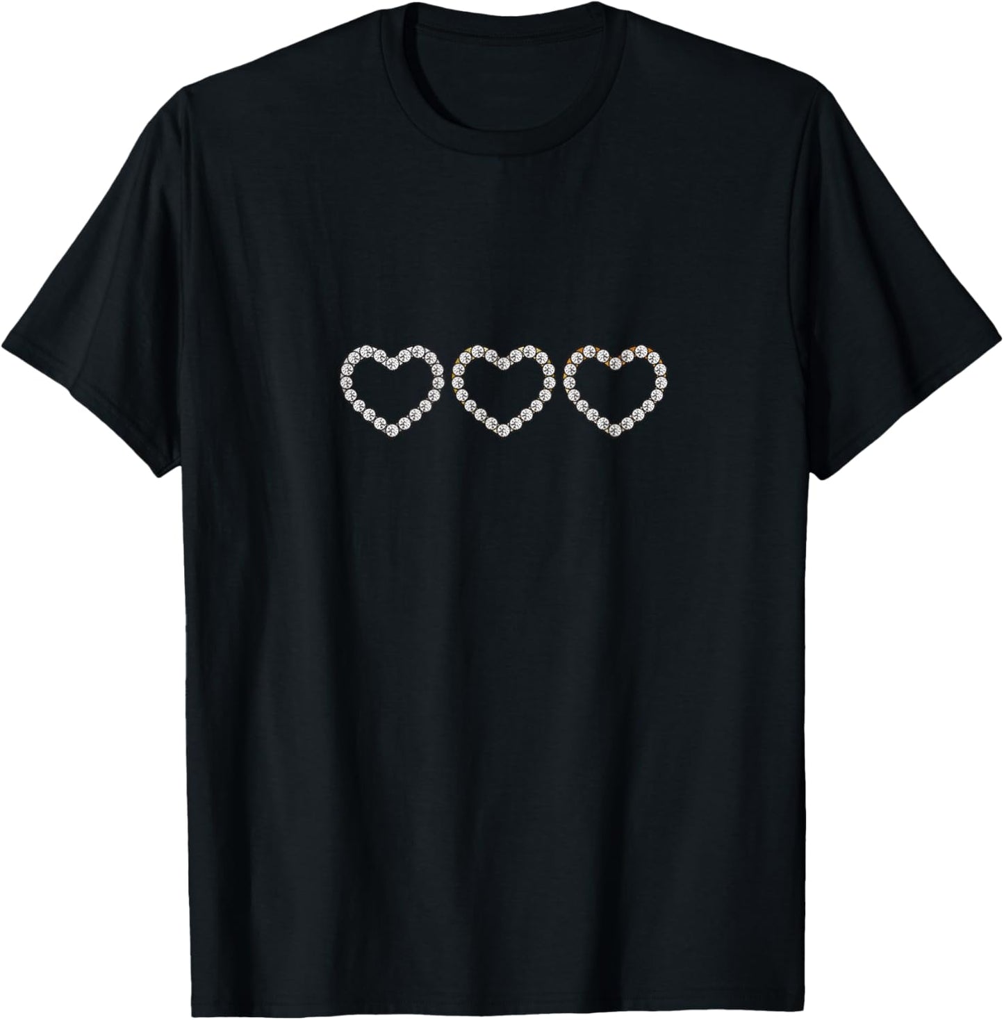 The Triple Heart Line Diamonds T-Shirt - T-Shirt | Black