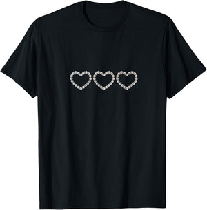 The Triple Heart Line Diamonds T-Shirt - T-Shirt | Black