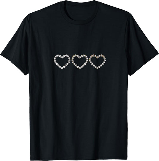 The Triple Heart Line Diamonds T-Shirt - T-Shirt | Black