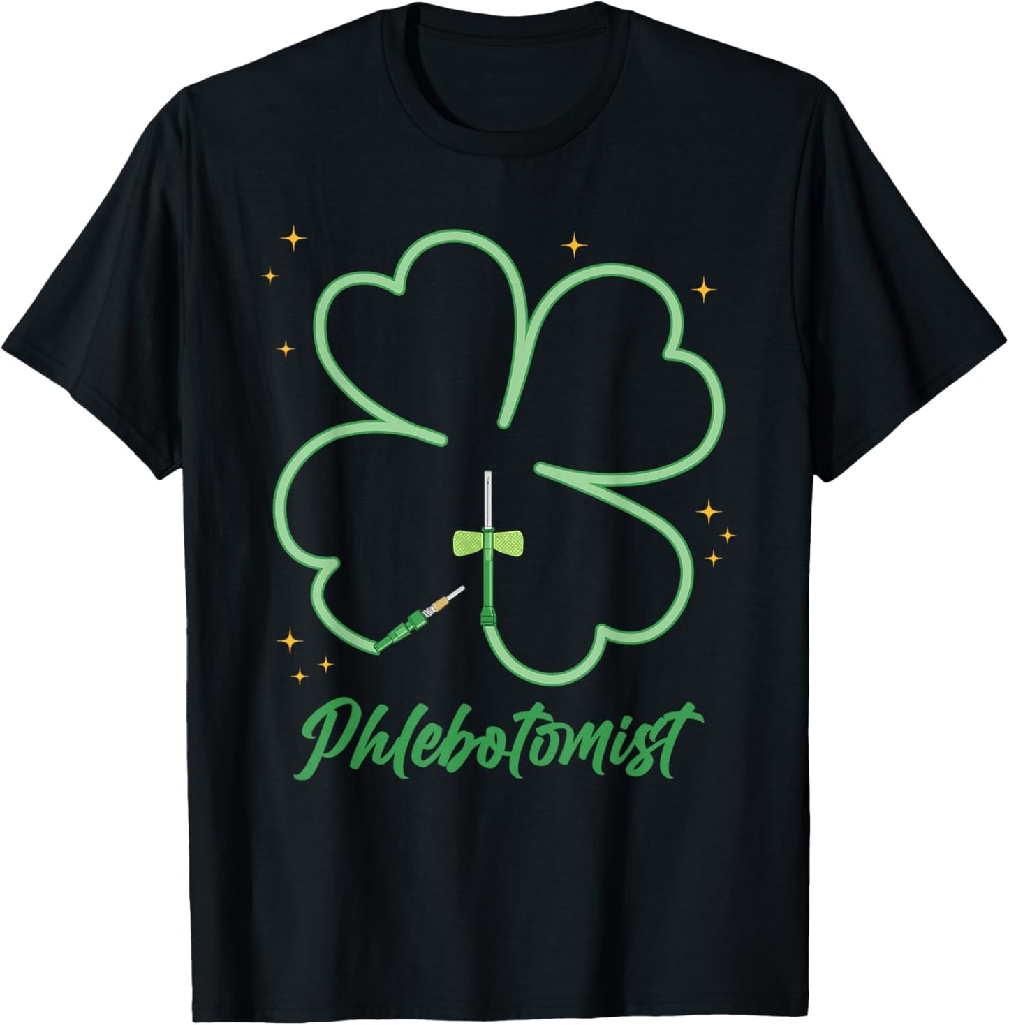 St Patrick’s Day Phlebotomist Shamrock Nurse Men Women T-Shirt - T-Shirt | Black