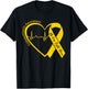 Endometriosis Awareness Heart Yellow Ribbon Endo Support T-Shirt - T-Shirt | Black