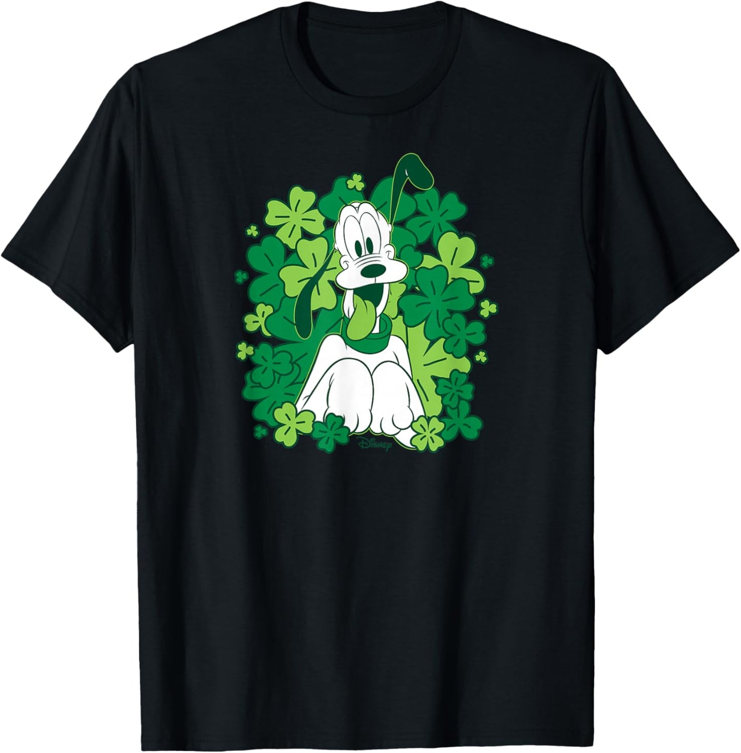 Disney Pluto St Patricks Day Lucky Clover T-Shirt - T-Shirt | Black