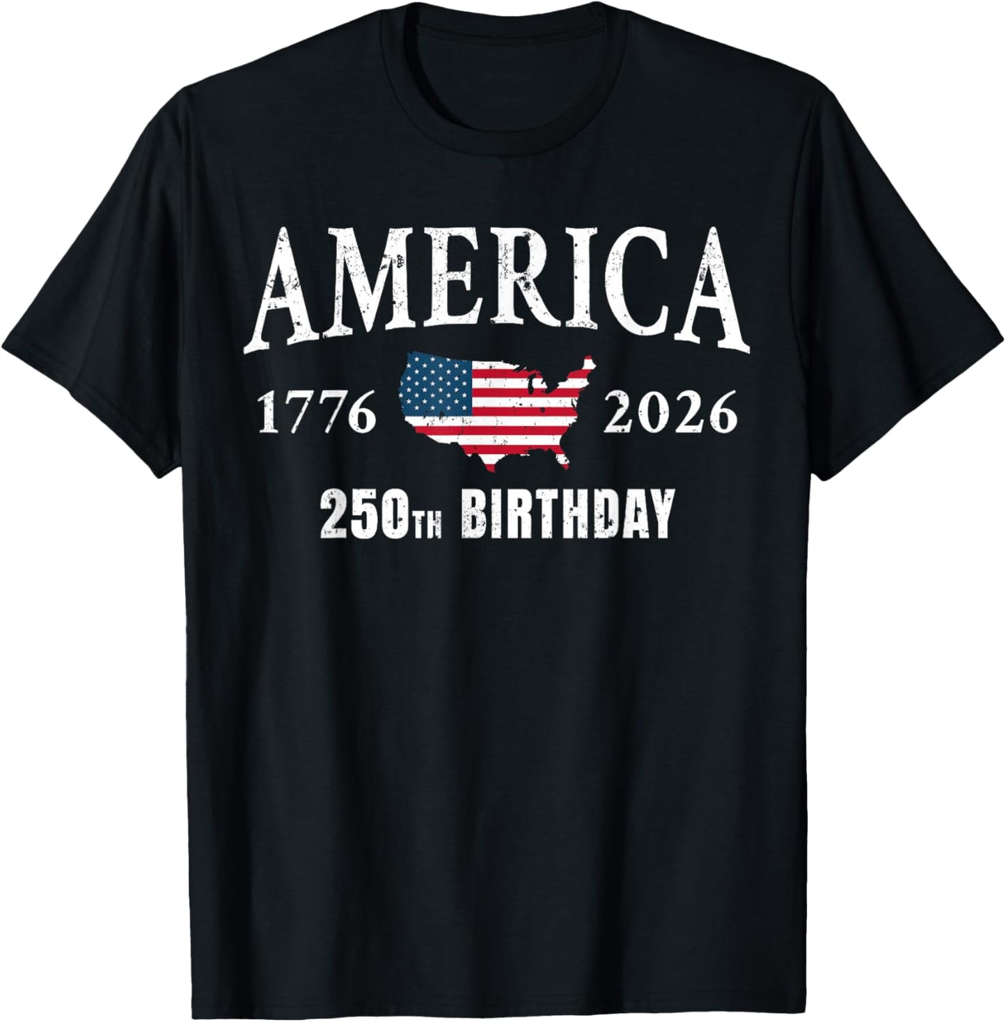 4th of July American Flag Vintage 250 Years 1776 2026 USA T-Shirt - T-Shirt | Black