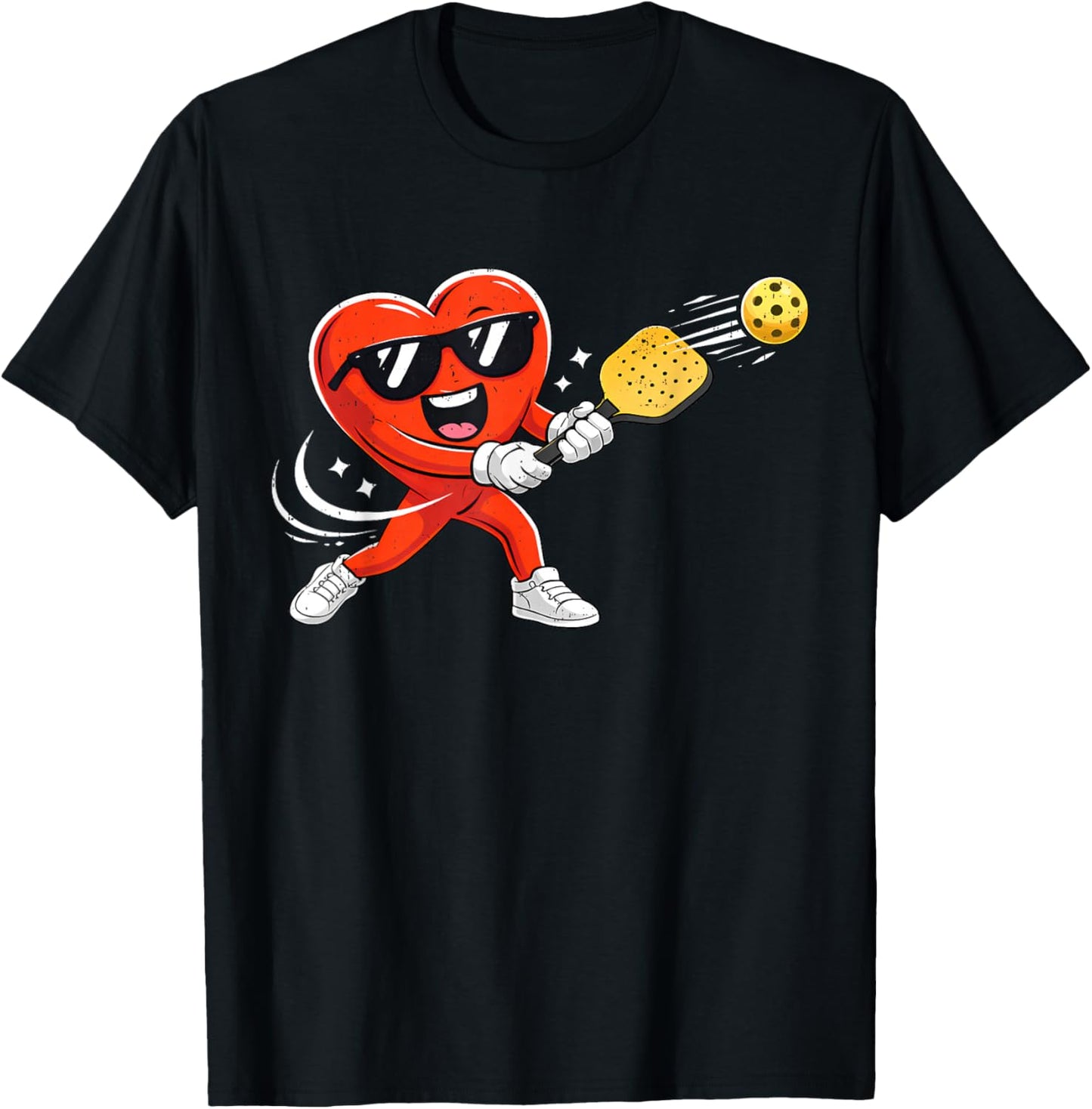 Valentine Pickleball Heart Sport Valentines Day Men Boy Kids T-Shirt - T-Shirt | Black
