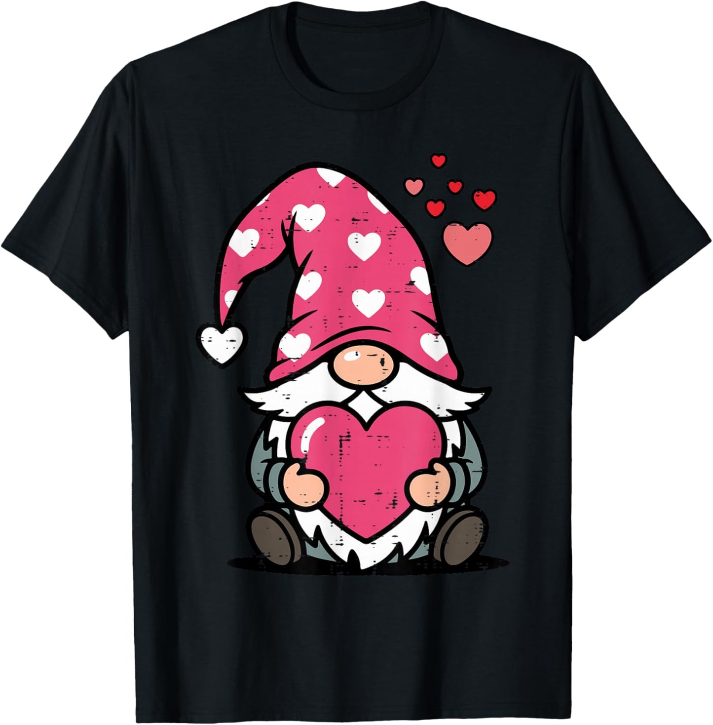 Valentines Day Gnome Heart Cute Love Women Girls Kids Men T-Shirt - T-Shirt | Black