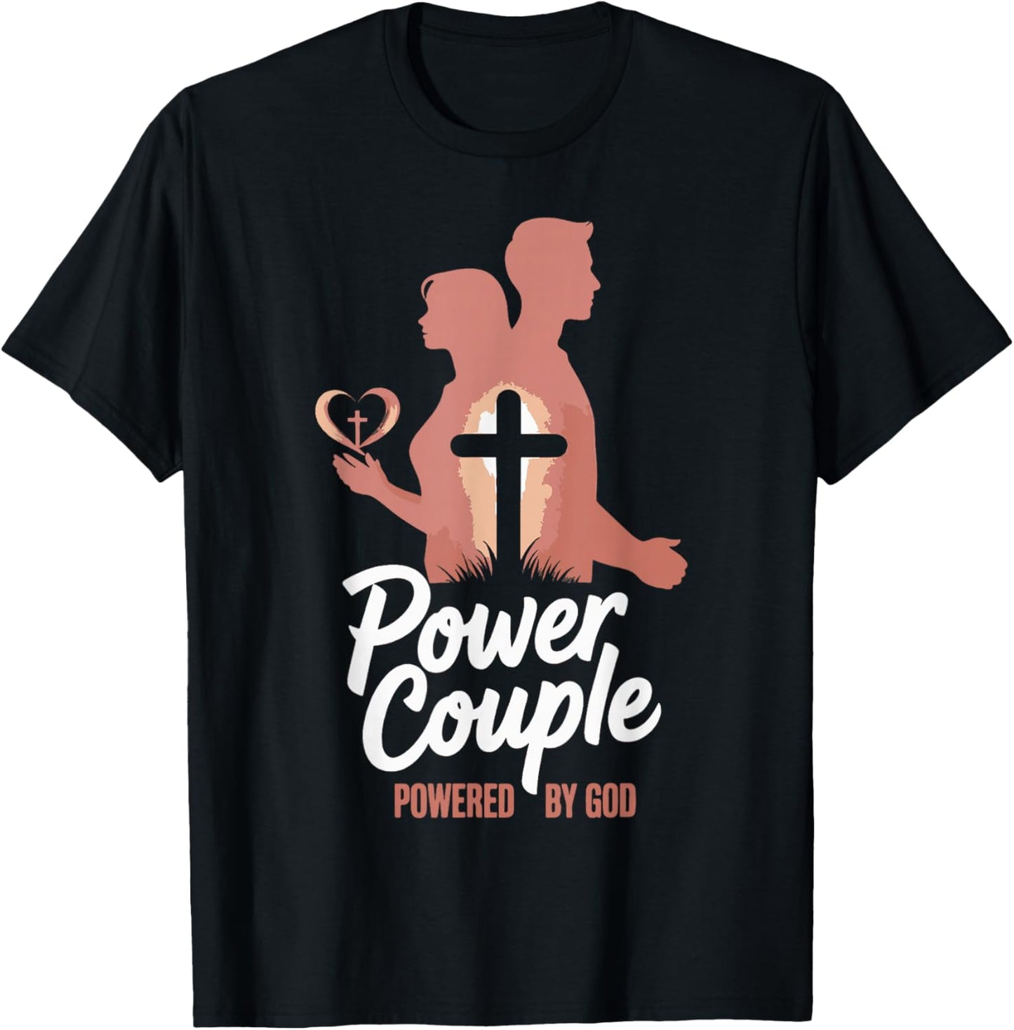 Power Couple Power by God Christian Matching Couple T-Shirt - T-Shirt | Black