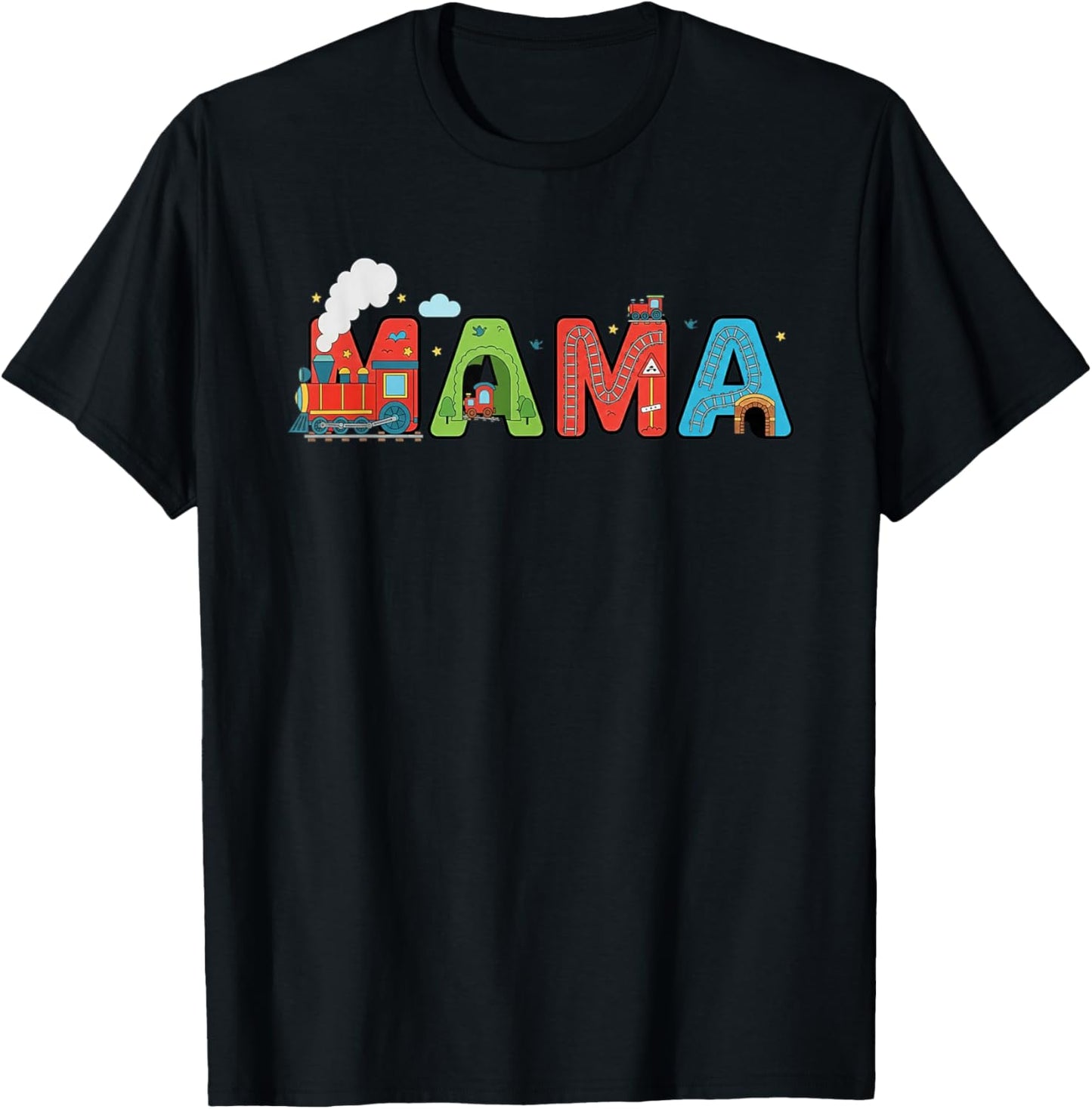 Funny Mama Birthday Boy Choo Choo Train Kids Family Party T-Shirt - T-Shirt | Black