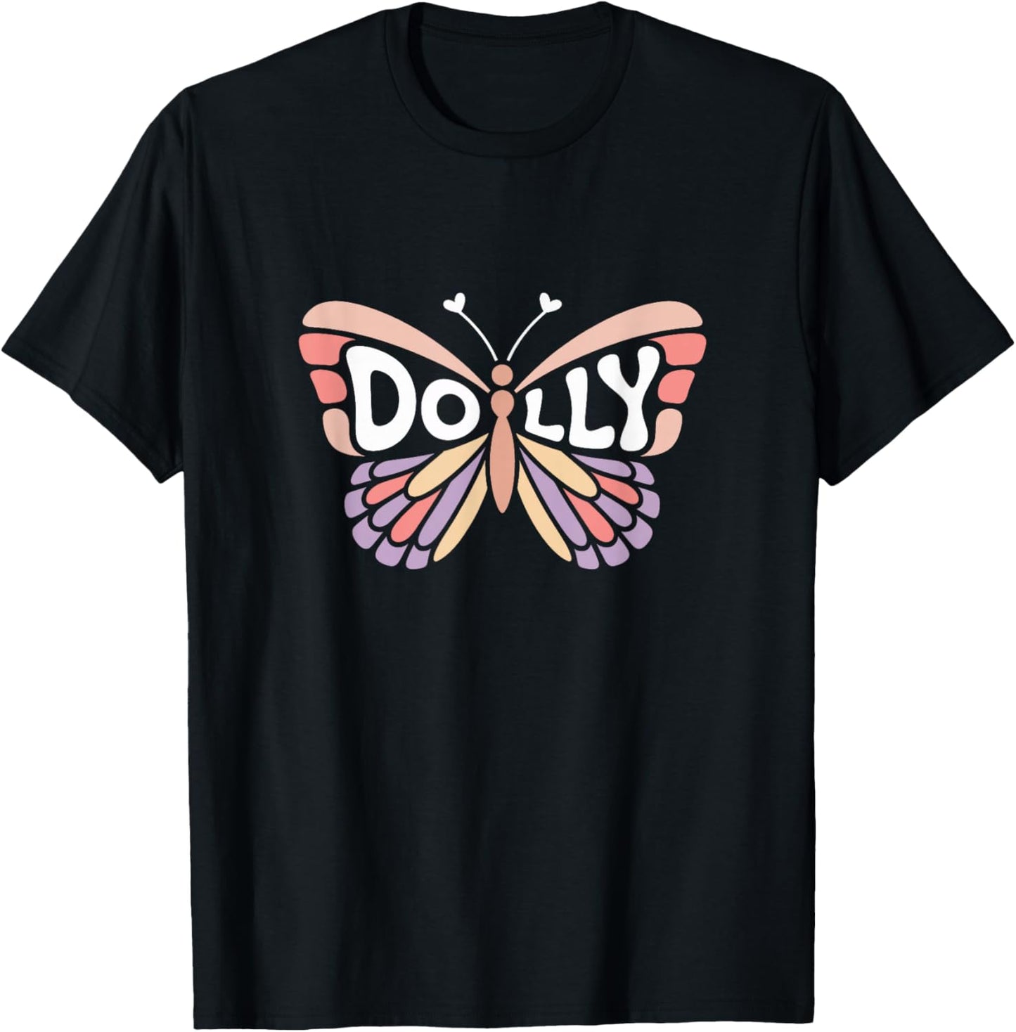Dolly Butterfly - Personalized Cute Name Word Art T-Shirt - T-Shirt | Black