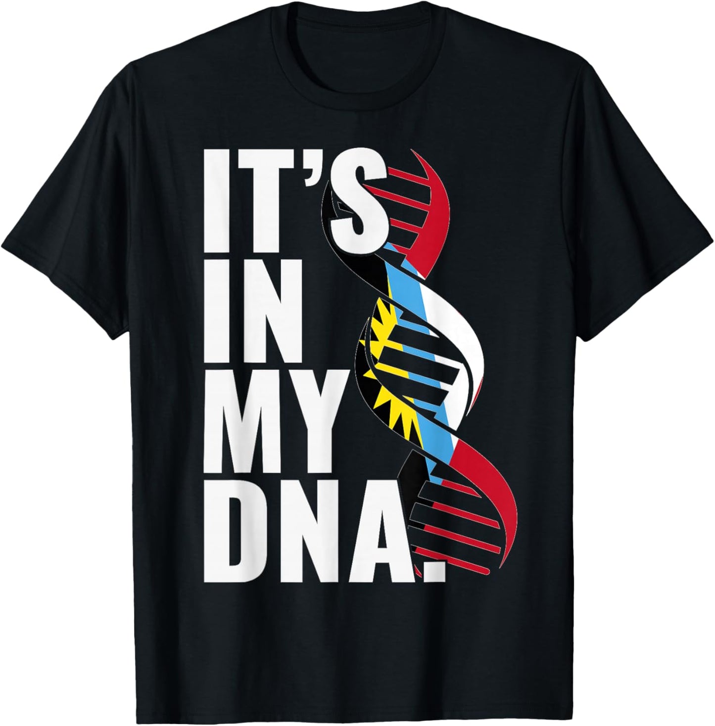 Antigua and Barbuda Roots Flag Fingerprint Graphic Patriotic T-Shirt - T-Shirt | Black