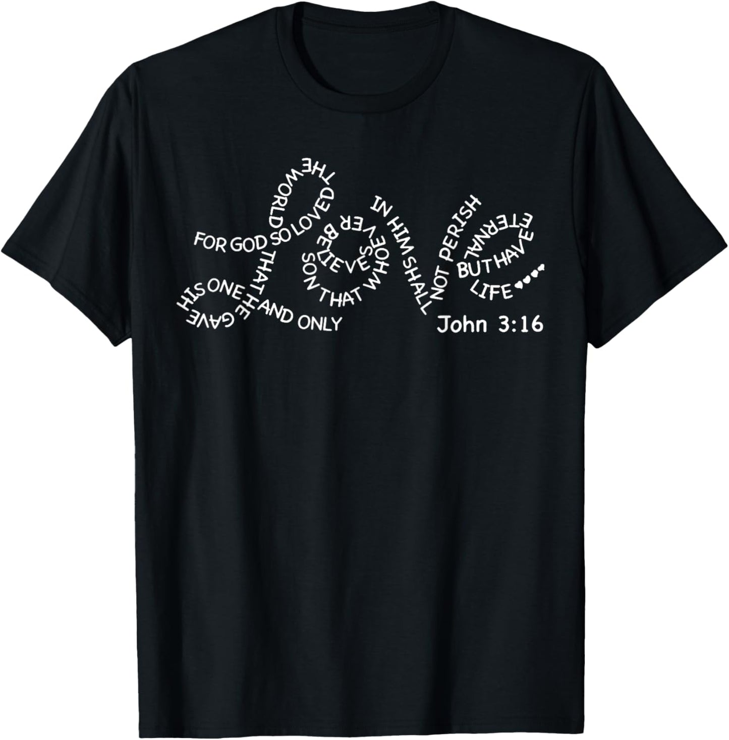 John 3 16 Valentine Love Christian Bible Verses Jesus T-Shirt - T-Shirt | Black