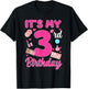 It's My 3rd Birthday Makeup Theme 3 Year Old Girl Party T-Shirt - T-Shirt | Black