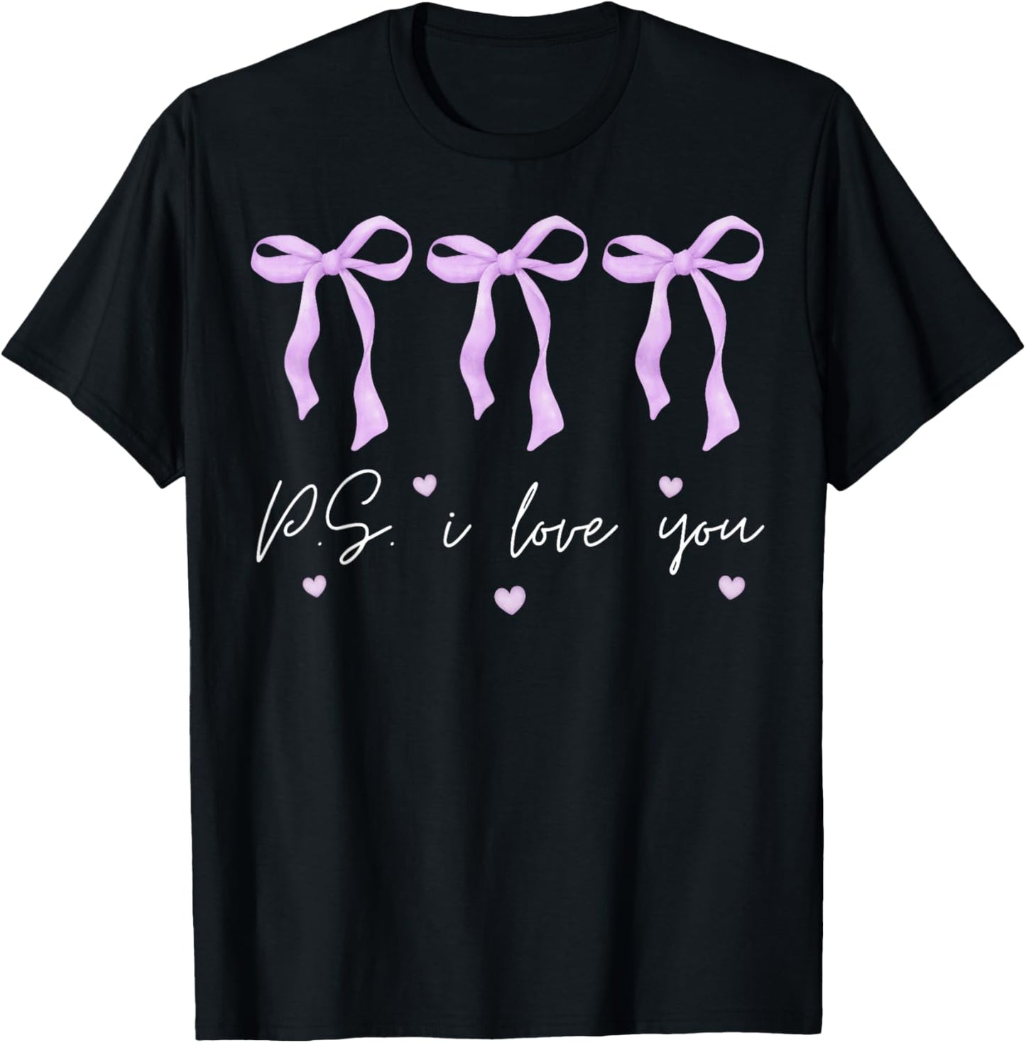 PS I Love You Day Valentine's Day Purple Heart Women Men Kid T-Shirt - T-Shirt | Black