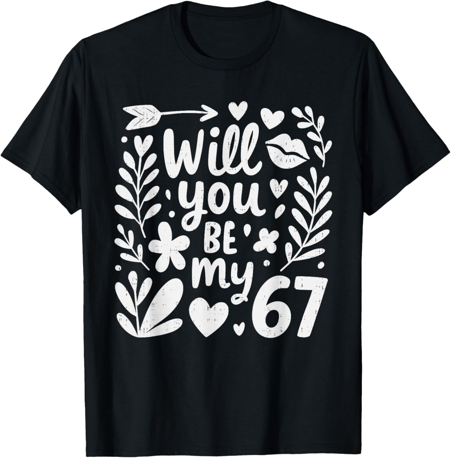 Trending Six Seven 6 7 Meme Valentines Day Girls Kids T-Shirt - T-Shirt | Black