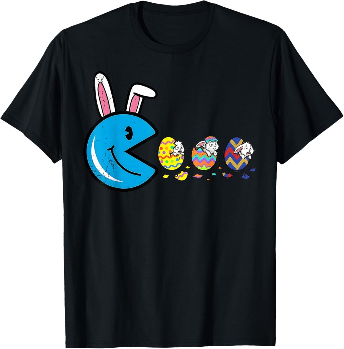 Easter Egg Video Game Eating Bunny Eggs Gamer Men Boys Kids T-Shirt - T-Shirt | Black
