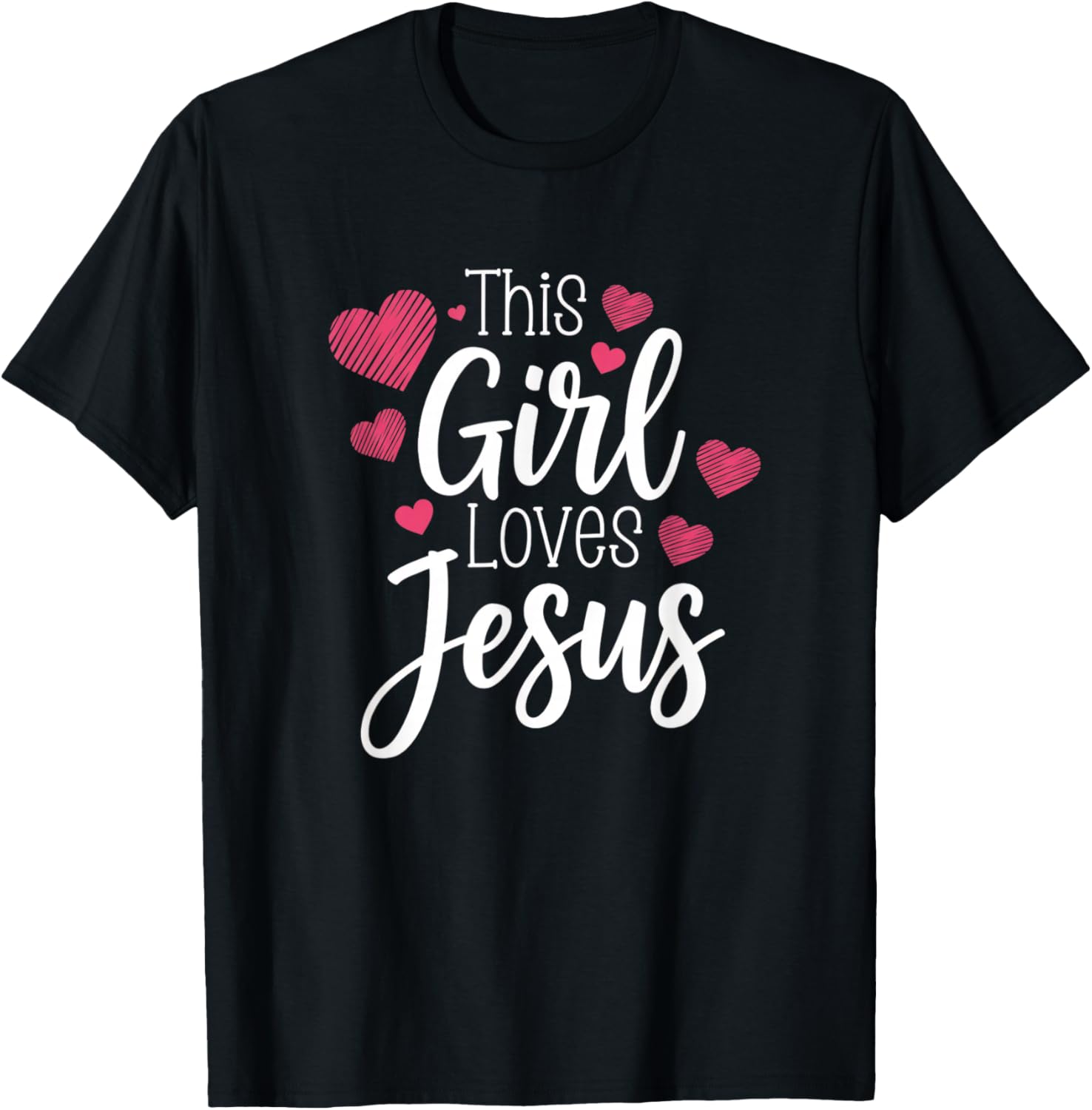Christian This Girl Loves Jesus Cute Faith Design Women T-Shirt - T-Shirt | Black