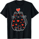 Heart Cat Valentine T-Shirt - T-Shirt | Black