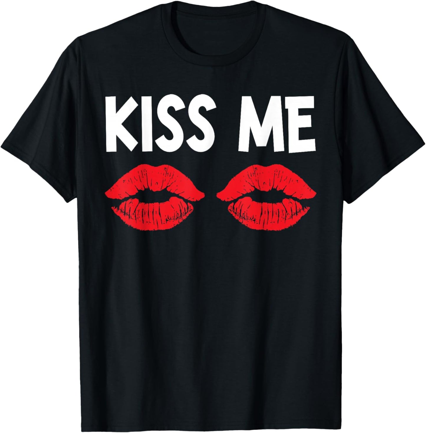 Kiss Me Funny Couples Valentine's Day Couple Matching T-Shirt - T-Shirt | Black