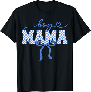 Retro Boy Mama Mother's Day 2026 Checkered Women Kids T-Shirt - T-Shirt | Black