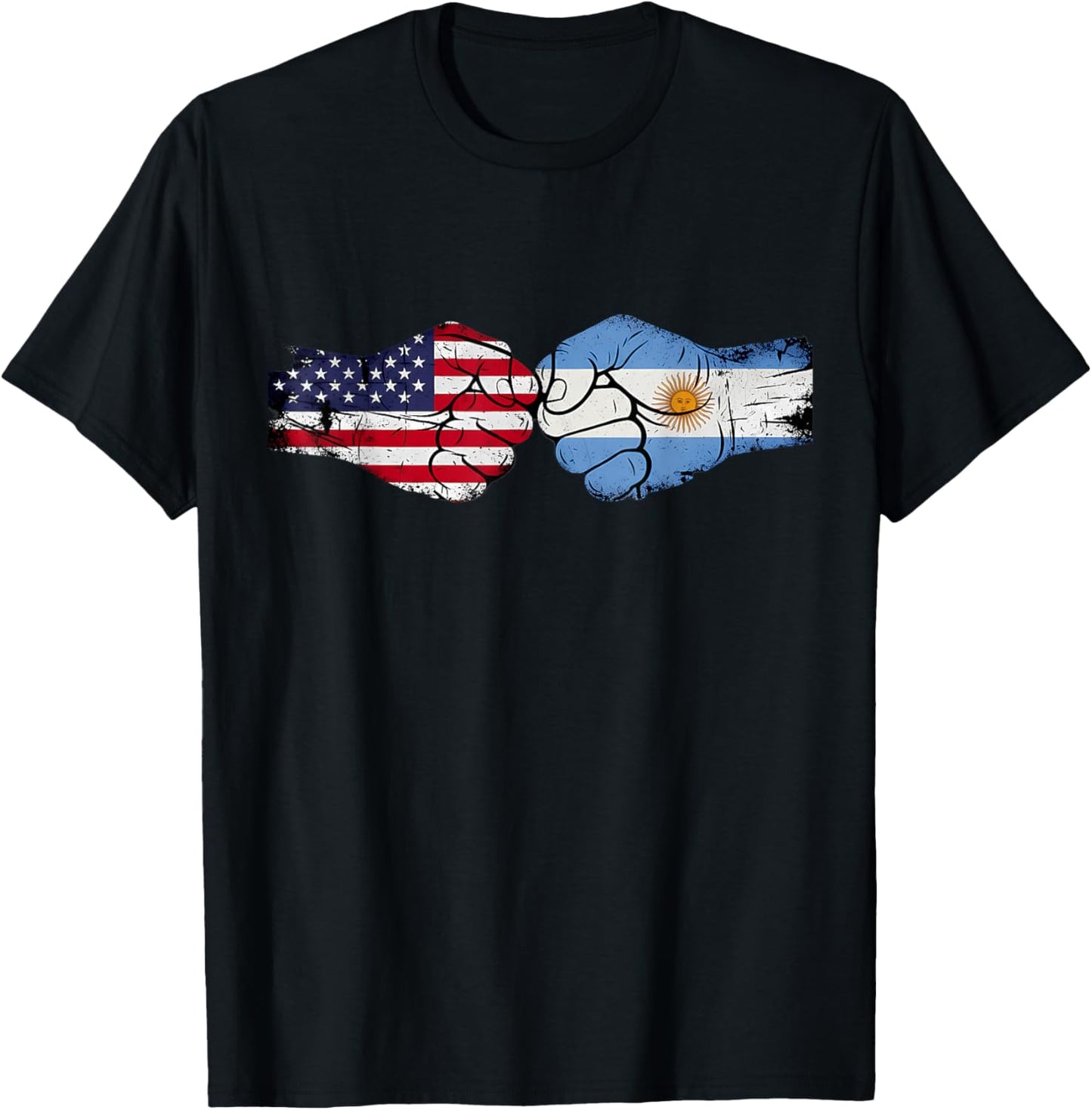 Argentina Handfist Half American Flag Half Argentinian Flag T-Shirt - T-Shirt | Black