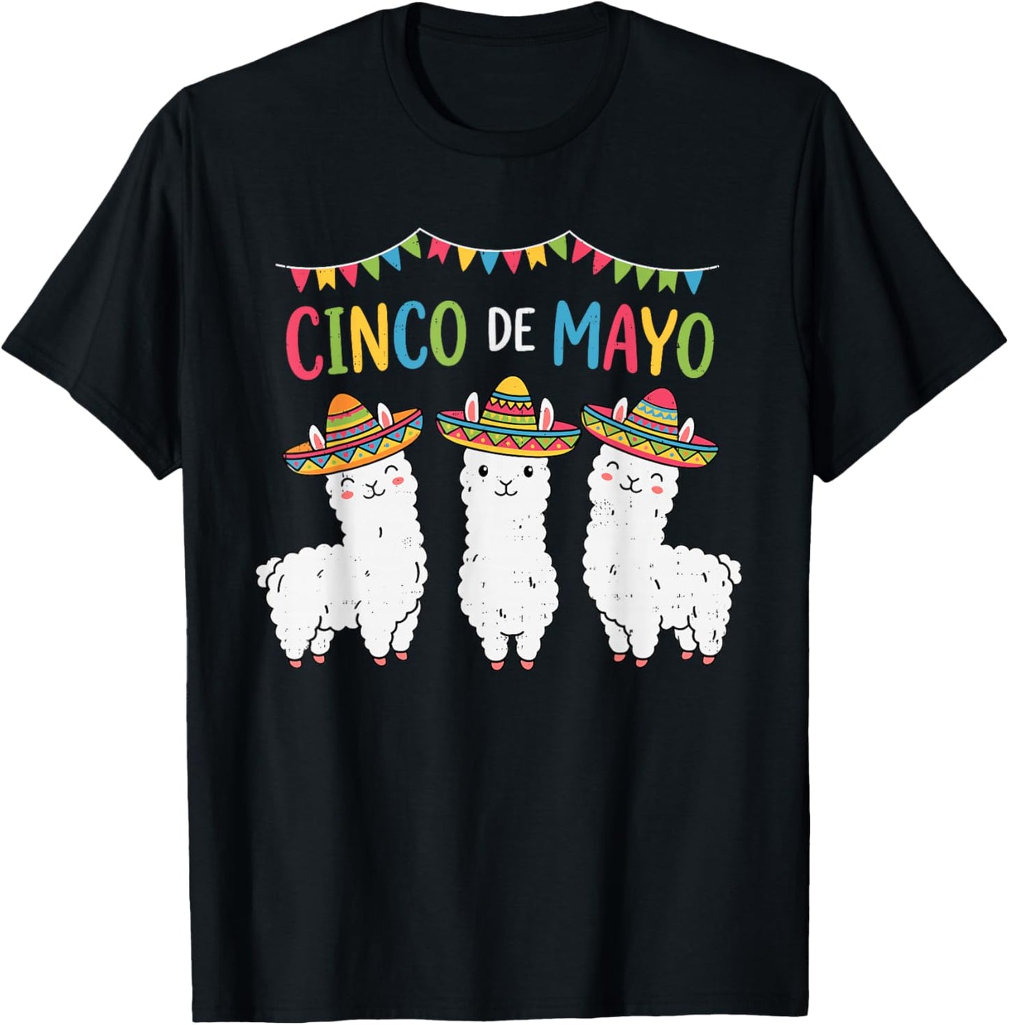 Funny Cinco De Mayo Llama Cute Fiesta 5 De Mayo Women Girls T-Shirt - T-Shirt | Black