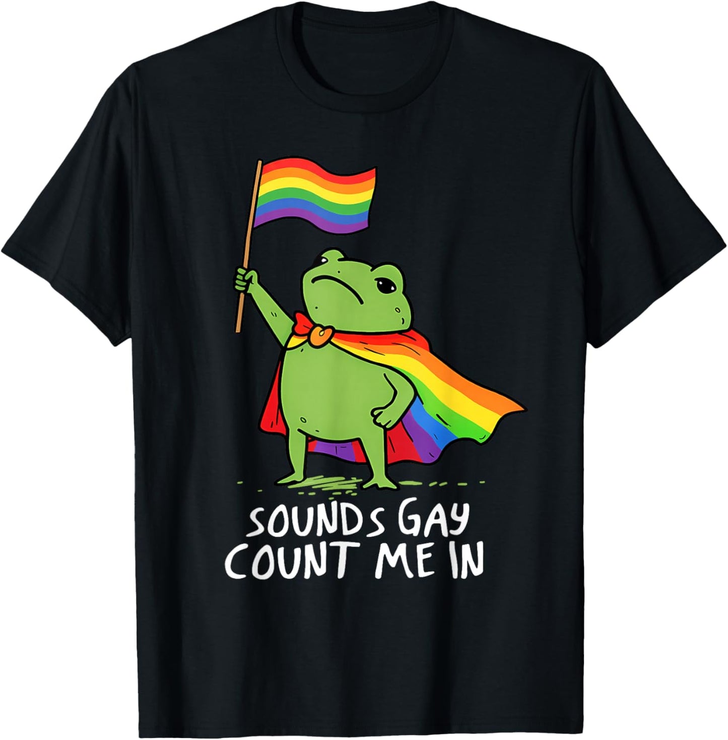 Ally Gay Lesbian Pride Funny Memes Frog Rainbow Flag LGBTQ T-Shirt - T-Shirt | Black