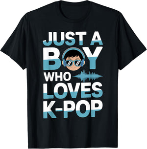 Just A Boy Who Loves K-Pop Music Fan T-Shirt - T-Shirt | Black