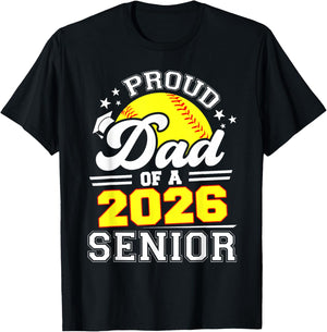 Proud Dad of A 2026 Senior Softball Graduate T-Shirt - T-Shirt | Black